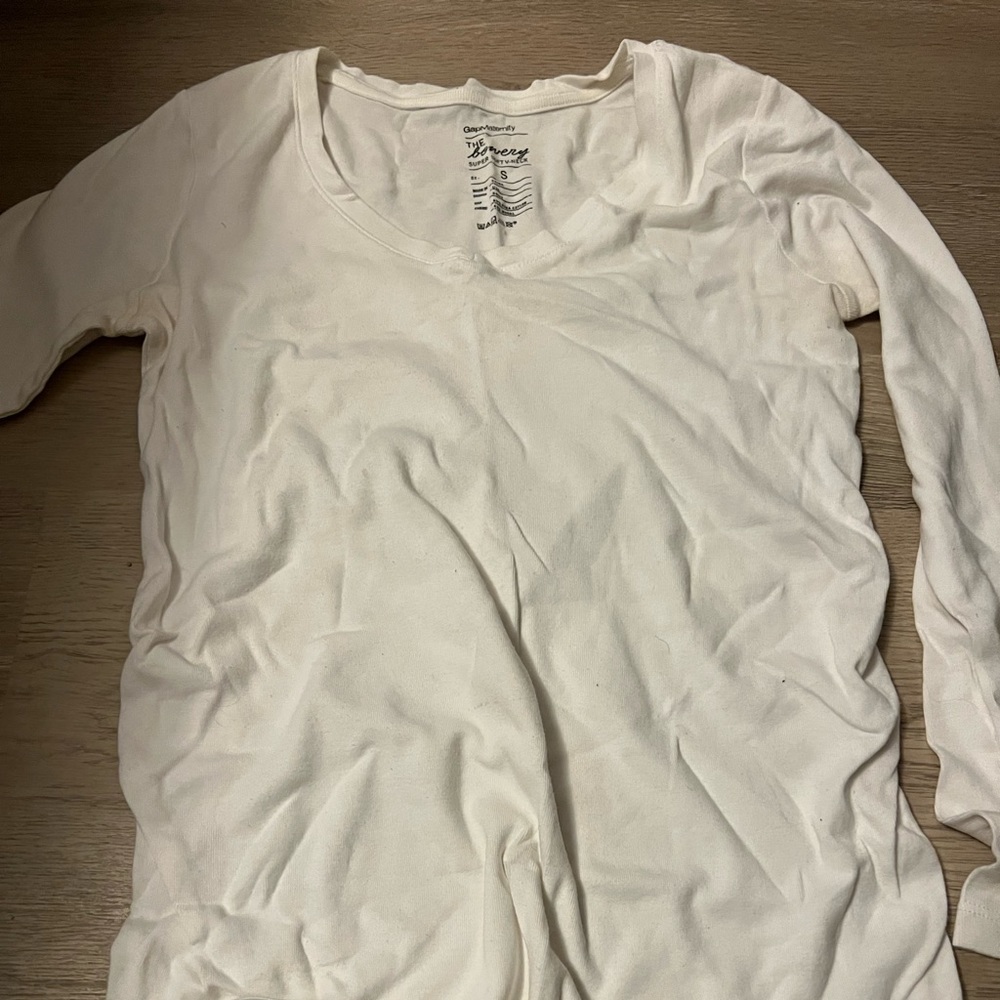 Small white long sleeve gap maternity shirt.